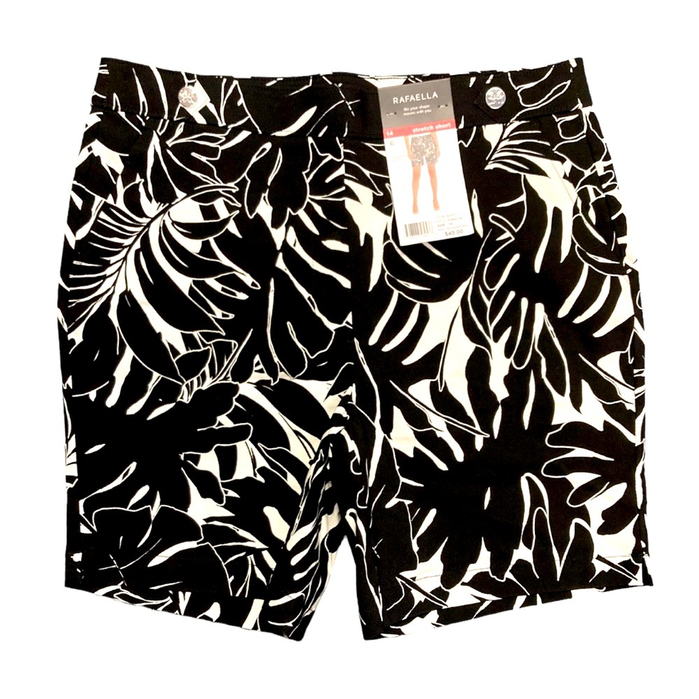 Rafaella Black and White Leaf Print Woman’s Shorts